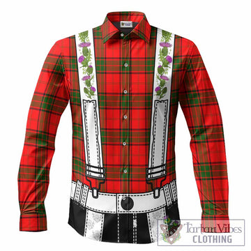 Adair Tartan Lederhosen Costume Long Sleeve Button Shirts Scotland Thistle Floral