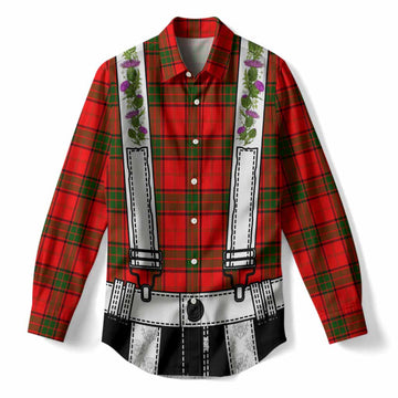 Adair Tartan Lederhosen Costume Women Casual Shirt Scotland Thistle Floral