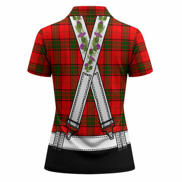 Adair Tartan Lederhosen Costume Women Polo Shirt Scotland Thistle Floral