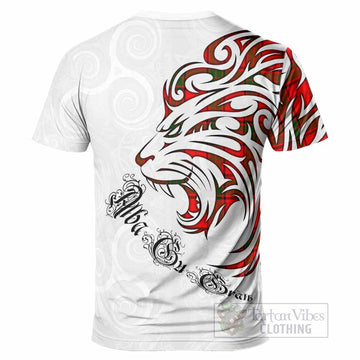 Adair Tartan Lion Roar T-Shirt Alba Gu Brath with Celtic Motifs