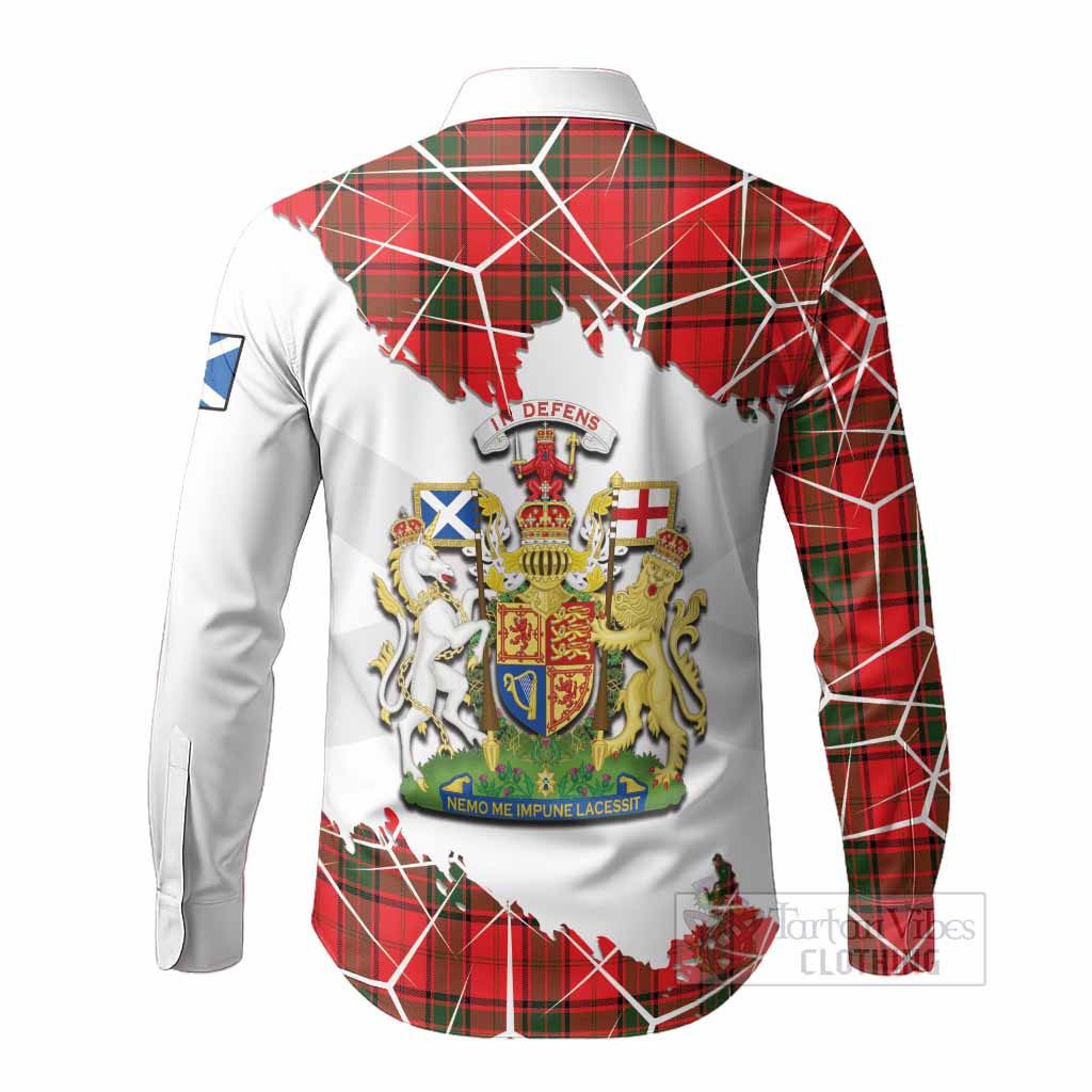 Adair Tartan Long Sleeve Button Shirts with Family Crest and Lion Rampant Grunge Style