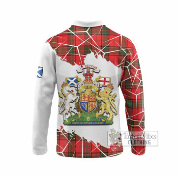 Adair Tartan Long Sleeve Polo Shirt with Family Crest and Lion Rampant Grunge Style