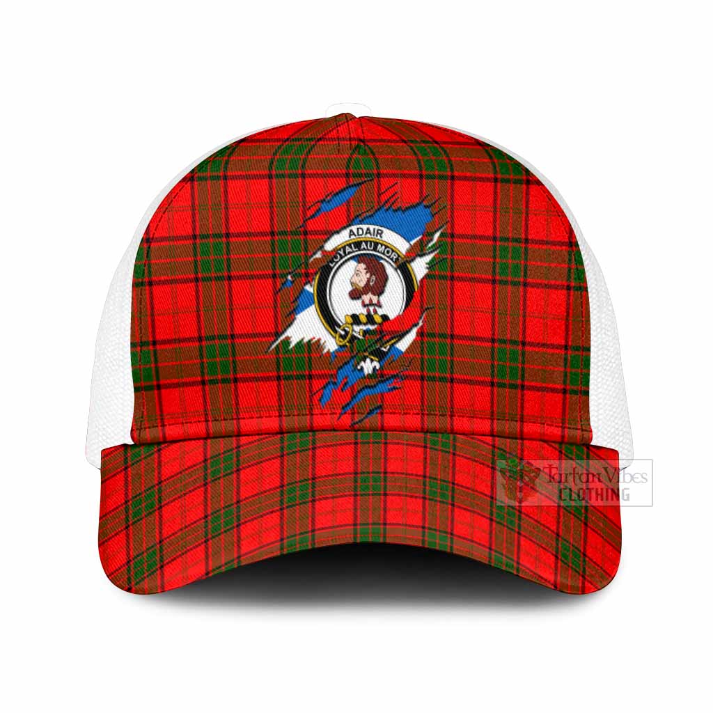 Adair Tartan Mesh Trucker Cap Crest In Me Scotland Flag Style
