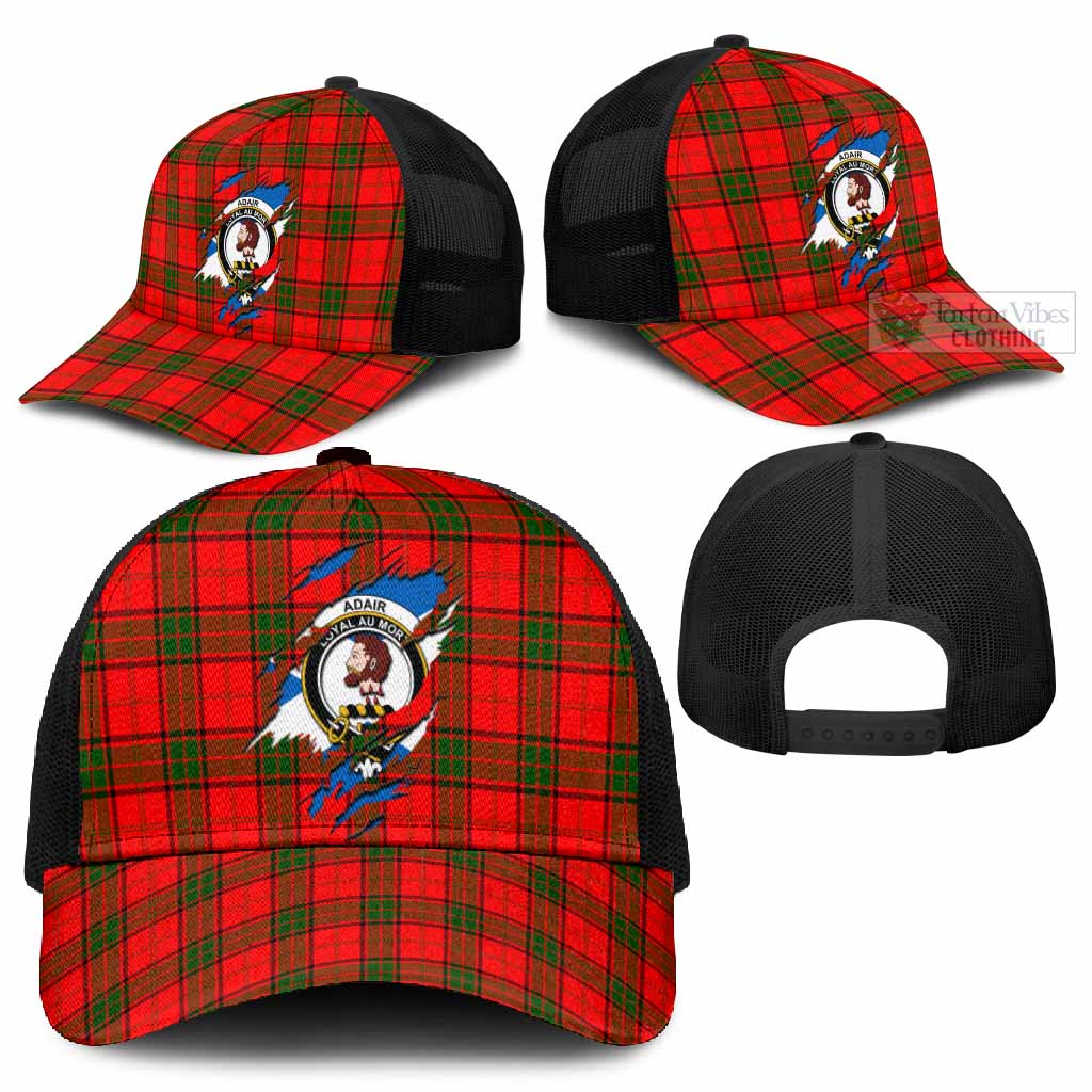 Adair Tartan Mesh Trucker Cap Crest In Me Scotland Flag Style