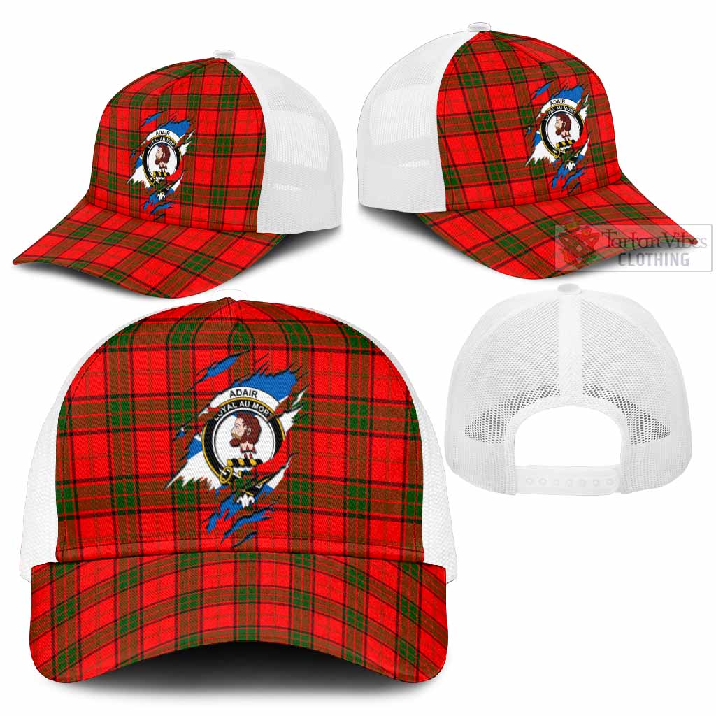 Adair Tartan Mesh Trucker Cap Crest In Me Scotland Flag Style