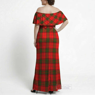 Adair Tartan Off Shoulder Ruffle Maxi Dress
