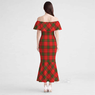 Adair Tartan Off Shoulder Ruffle Mermaid Maxi Dress