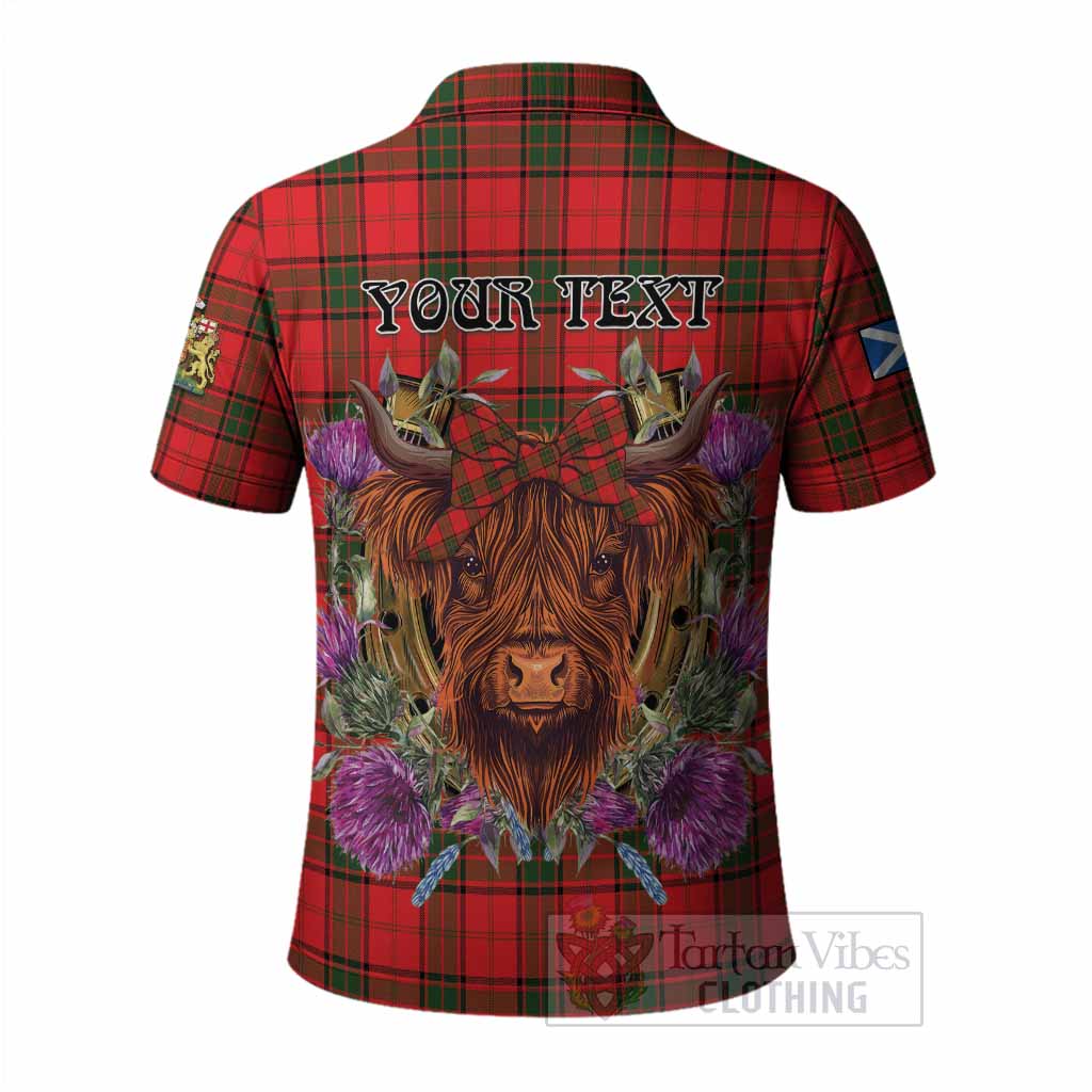 Adair Tartan Polo Shirt Scottish Thistle Heilan Coo