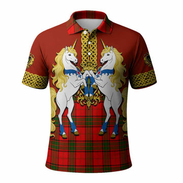 Adair Tartan Polo Shirt Unicorn Celtic Knot And Thistle Emblem