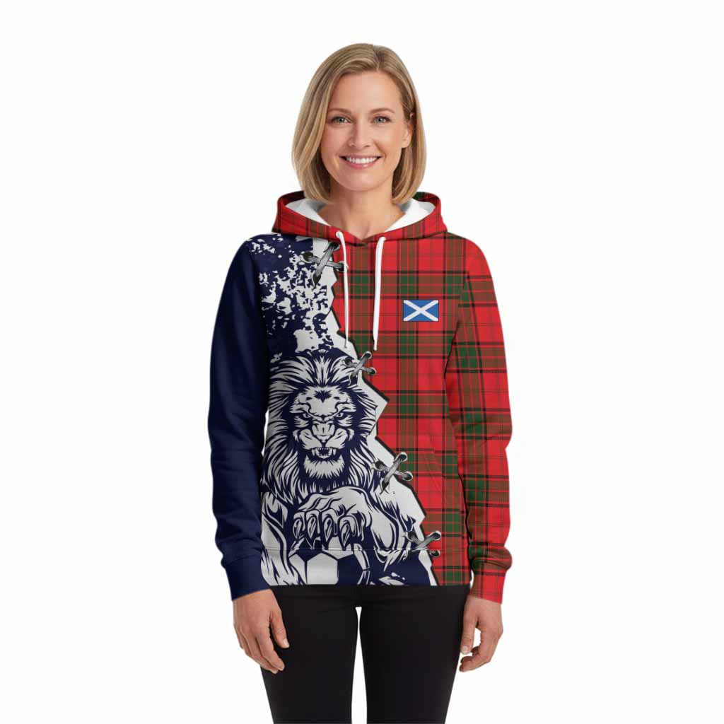 Adair Tartan Scottish Hoodie Angry Lion With Soccer Ball Style