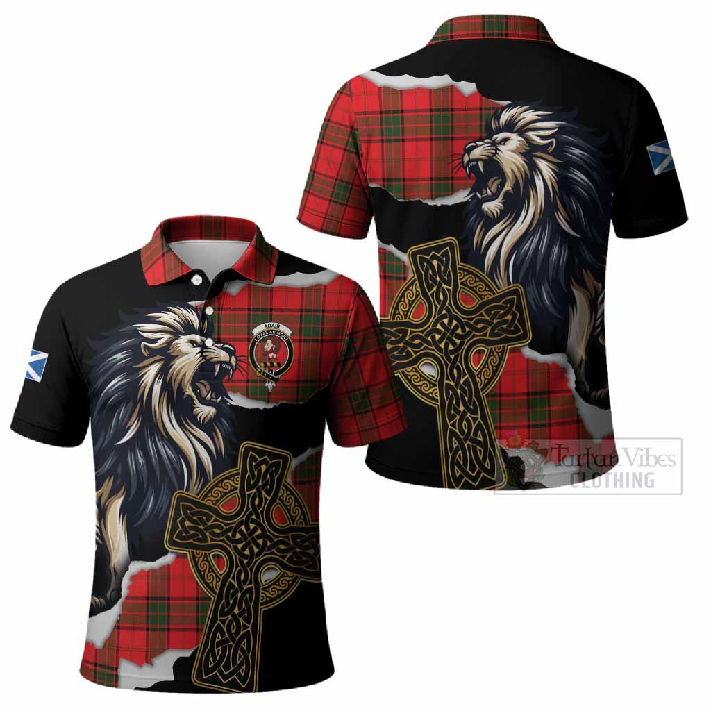 Adair Tartan Scottish Polo Shirt Lion Celtic Heritage