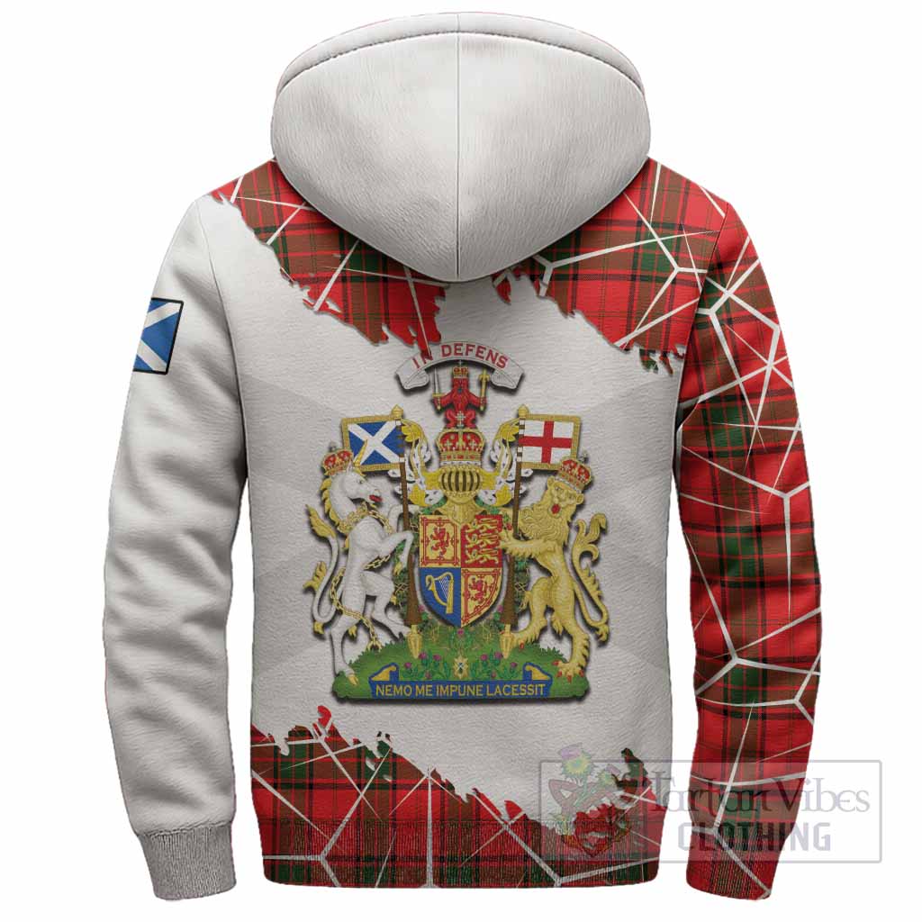Adair Tartan Sherpa Hoodie with Family Crest and Lion Rampant Grunge Style