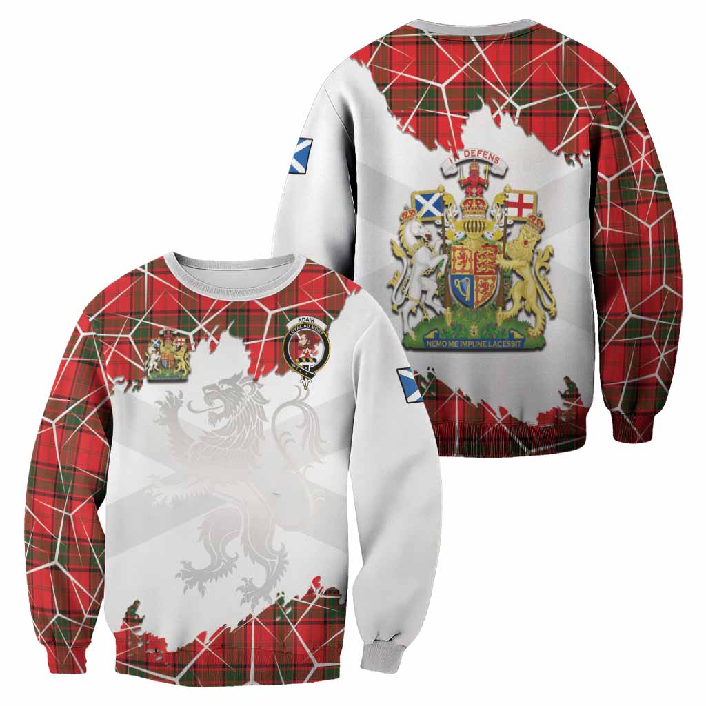 Adair Tartan Sweatshirt with Family Crest and Lion Rampant Grunge Style