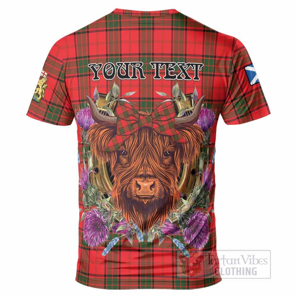 Adair Tartan T-Shirt Scottish Thistle Heilan Coo