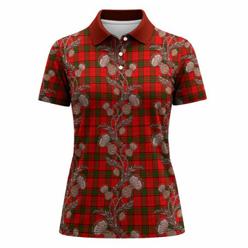 Adair Tartan Women Polo Shirt Seamless Scottish Thistle Flowers