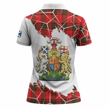 Adair Tartan Women Polo Shirt with Family Crest and Lion Rampant Grunge Style