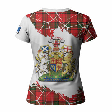 Adair Tartan Women T shirt with Family Crest and Lion Rampant Grunge Style