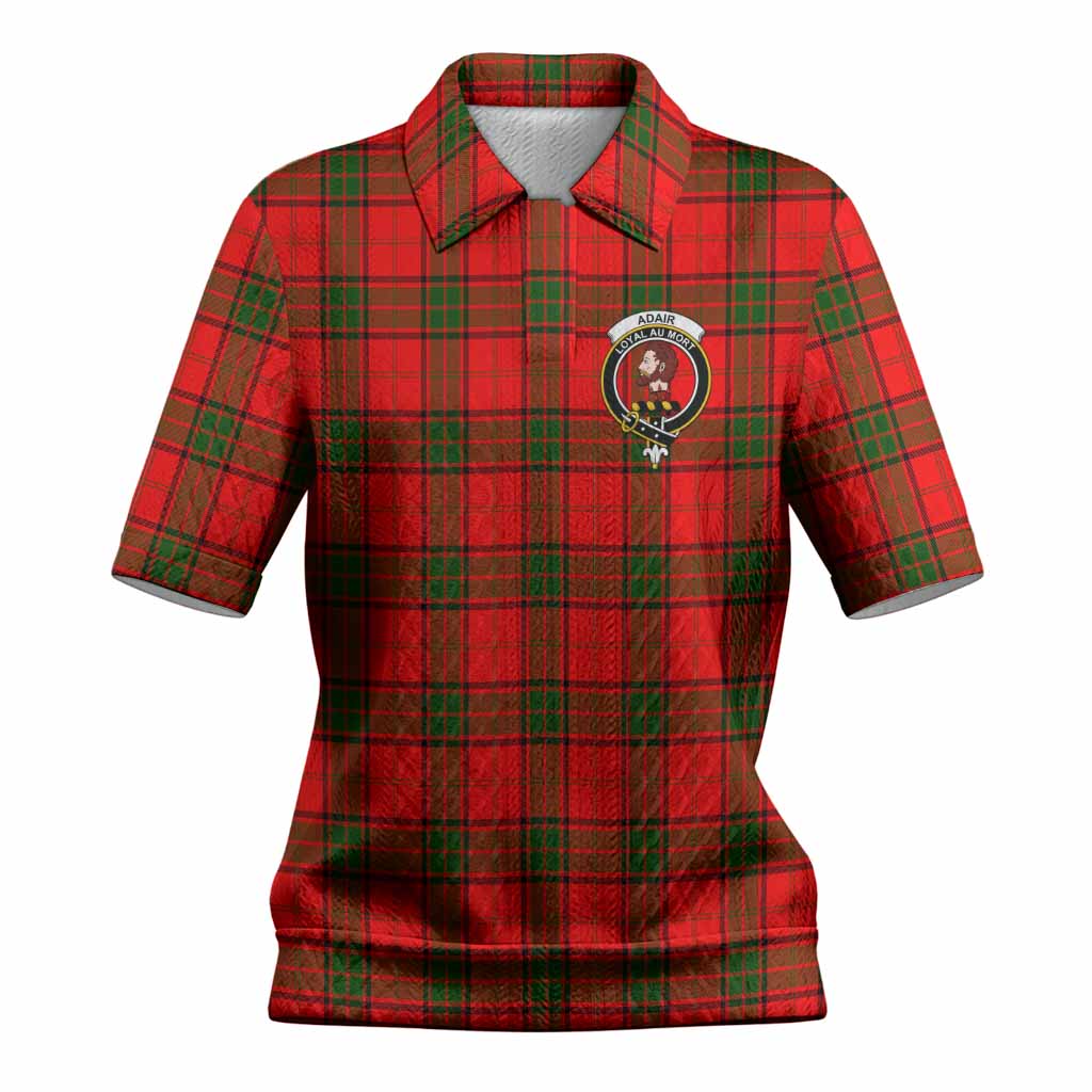 Adair Tartan Women’s Polo Sweater Top with Family Crest