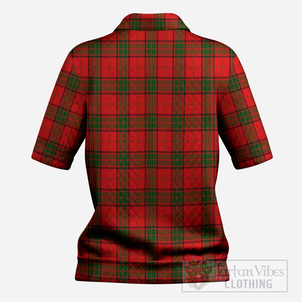 Adair Tartan Women’s Polo Sweater Top with Family Crest