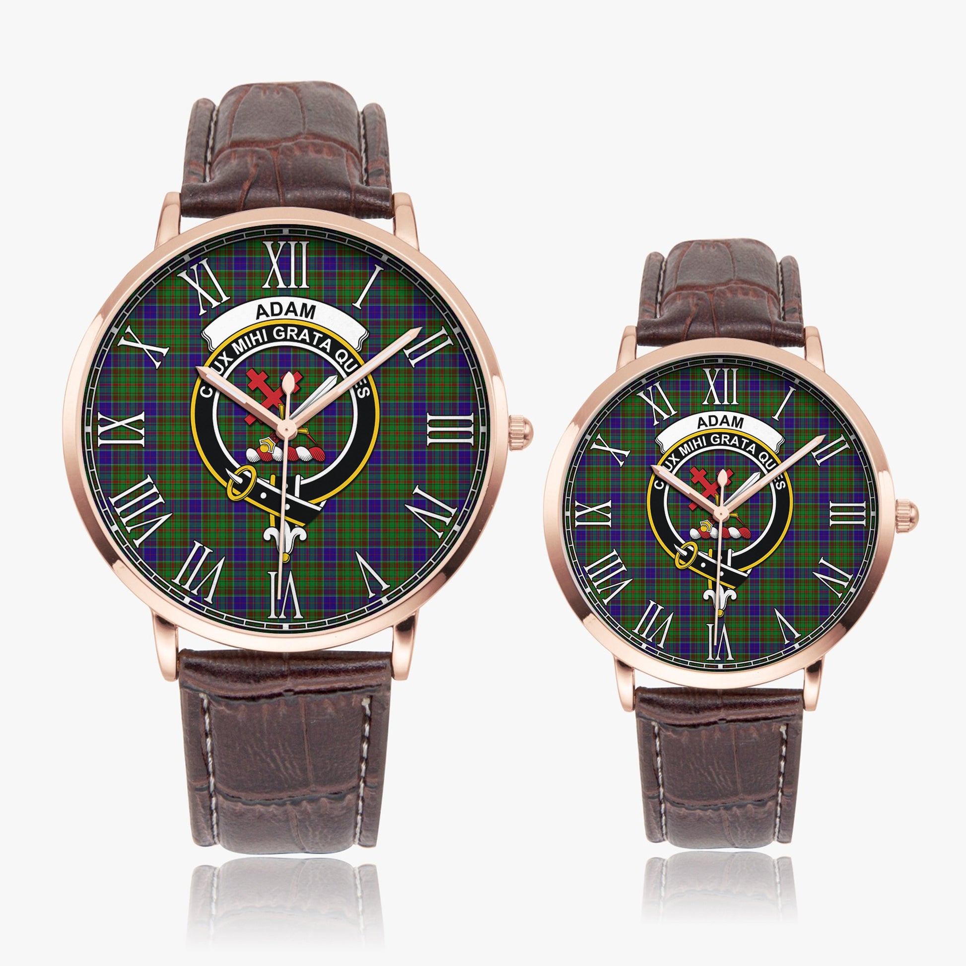 Adam Tartan Family Crest Leather Strap Quartz Watch - Tartan Vibes Clothing
