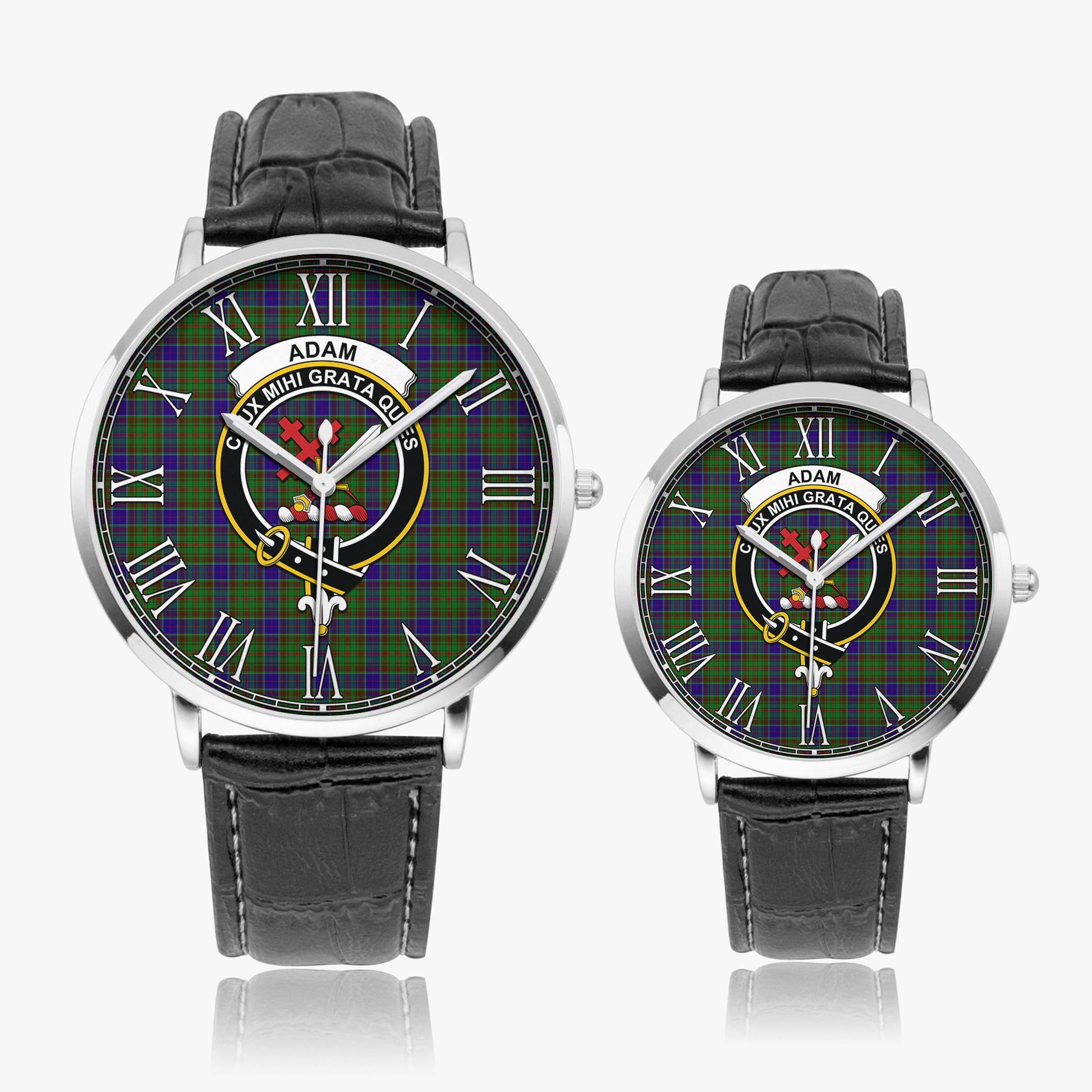 Adam Tartan Family Crest Leather Strap Quartz Watch - Tartan Vibes Clothing
