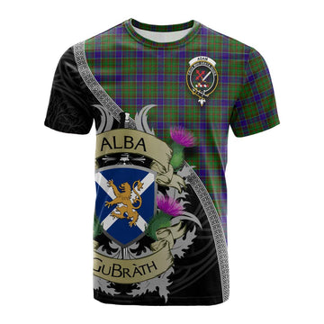 Adam Tartan Family Crest Cotton T-shirt Lion Rampant Royal Thistle Shield Celtic Inspired