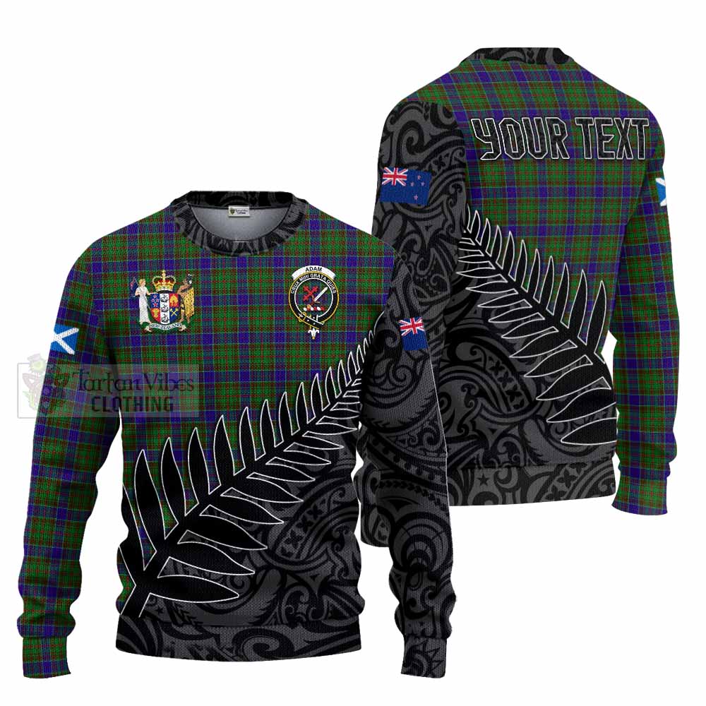 Adam Crest Tartan Knitted Sweater with New Zealand Silver Fern Half Style Unisex - Tartan Vibes Clothing
