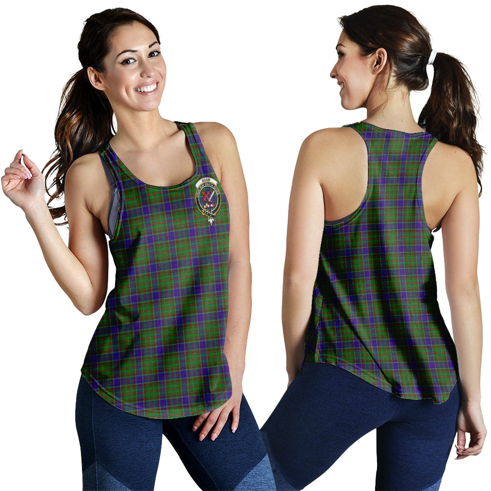 Adam Tartan Women Racerback Tanks with Family Crest - Tartanvibesclothing