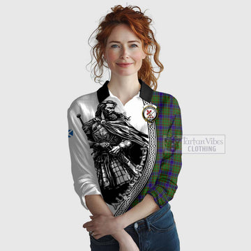 Tartan Vibes Clothing Adam Tartan Clan Crest Women's Casual Shirt with Highlander Warrior Celtic Style