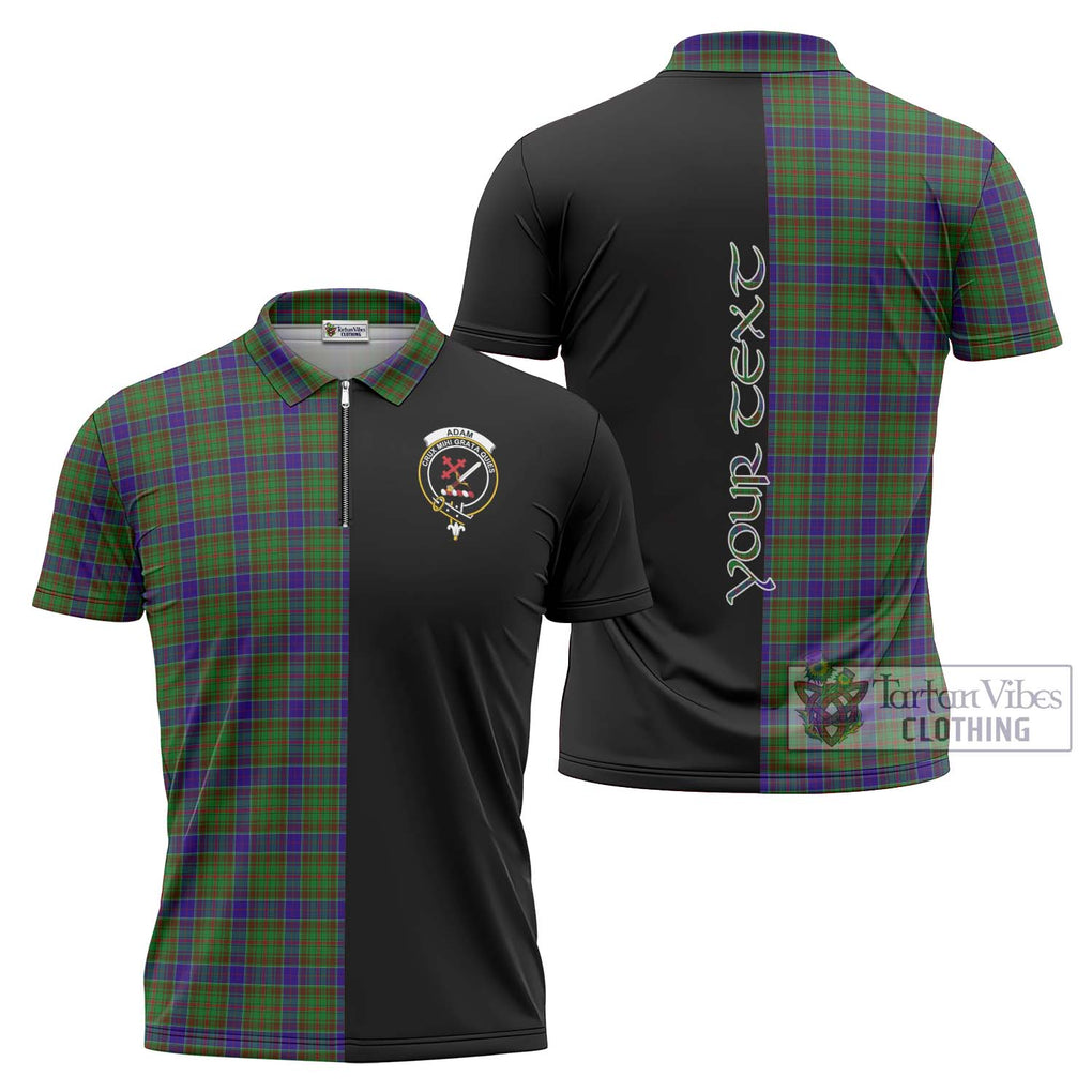 Adam Tartan Zipper Polo Shirt with Family Crest and Half Of Me Style Unisex - Tartanvibesclothing Shop