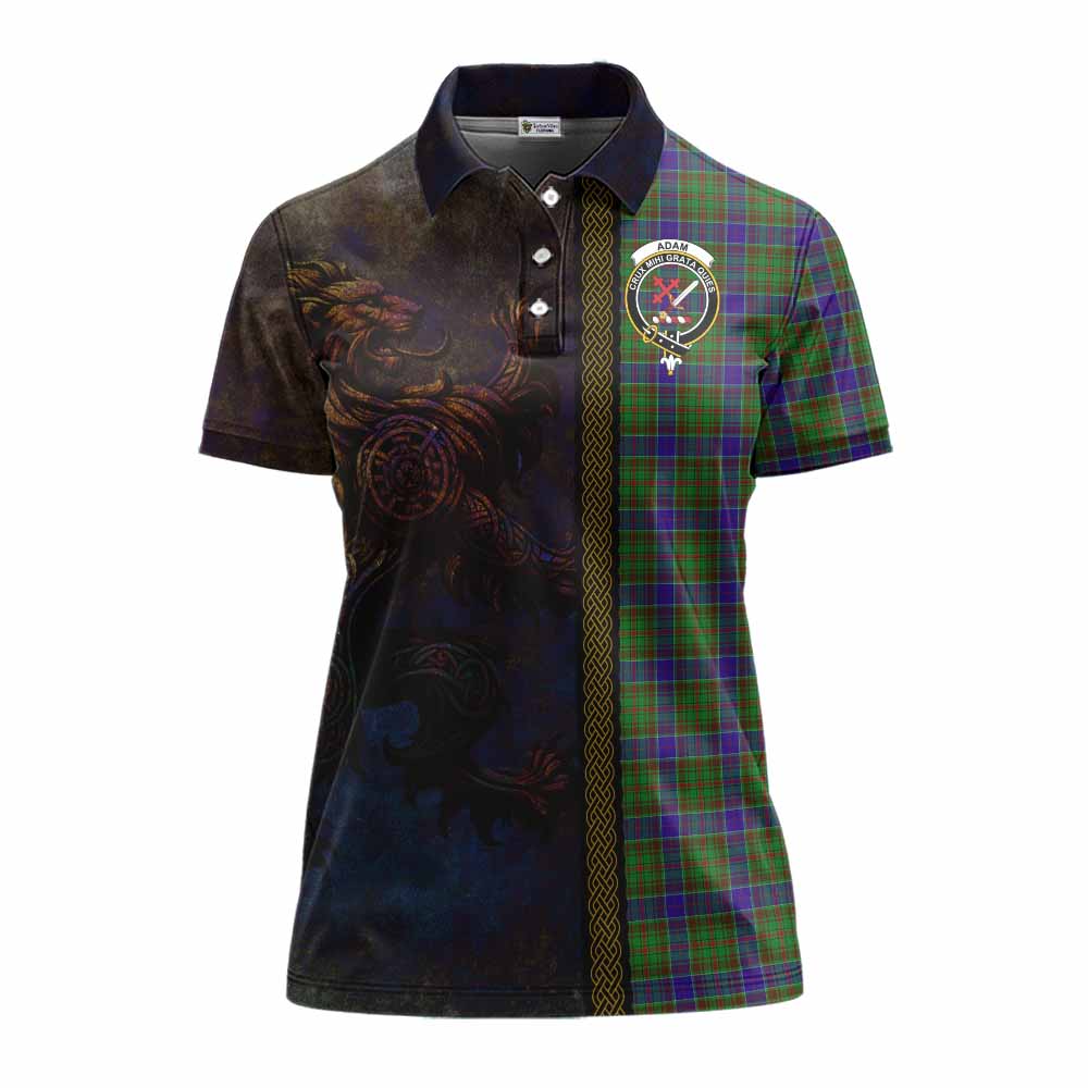 Tartan Vibes Clothing Adam Tartan Family Crest Women's Polo Shirt Alba Gu Brath Be Brave Lion Ancient Style