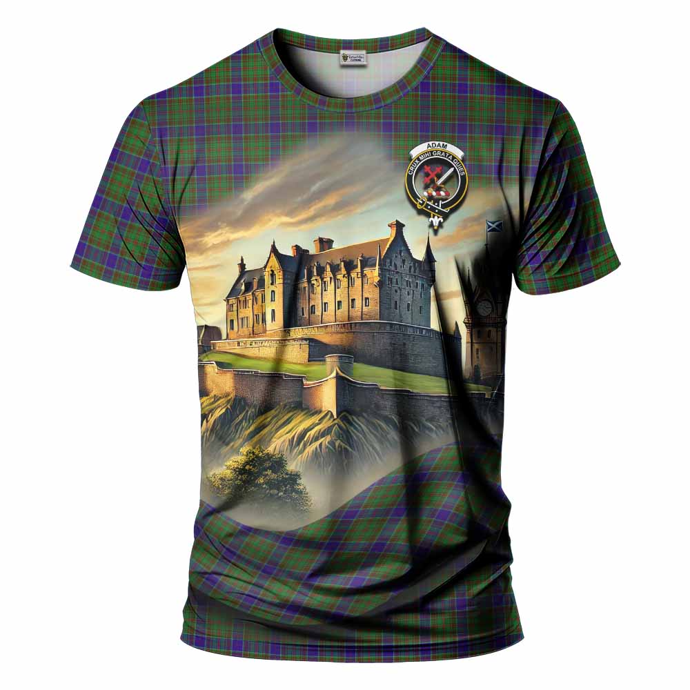 Tartan Vibes Clothing Adam Tartan Family Crest T-Shirt with Scottish Ancient Castle Stype