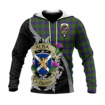 Tartan Vibes Clothing Adam Tartan Family Crest Knitted Hoodie Lion Rampant Royal Thistle Shield Celtic Inspired