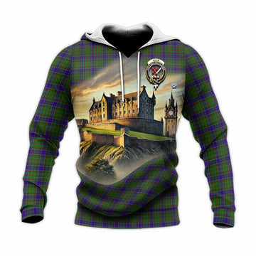 Tartan Vibes Clothing Adam Tartan Family Crest Knitted Hoodie with Scottish Ancient Castle Style