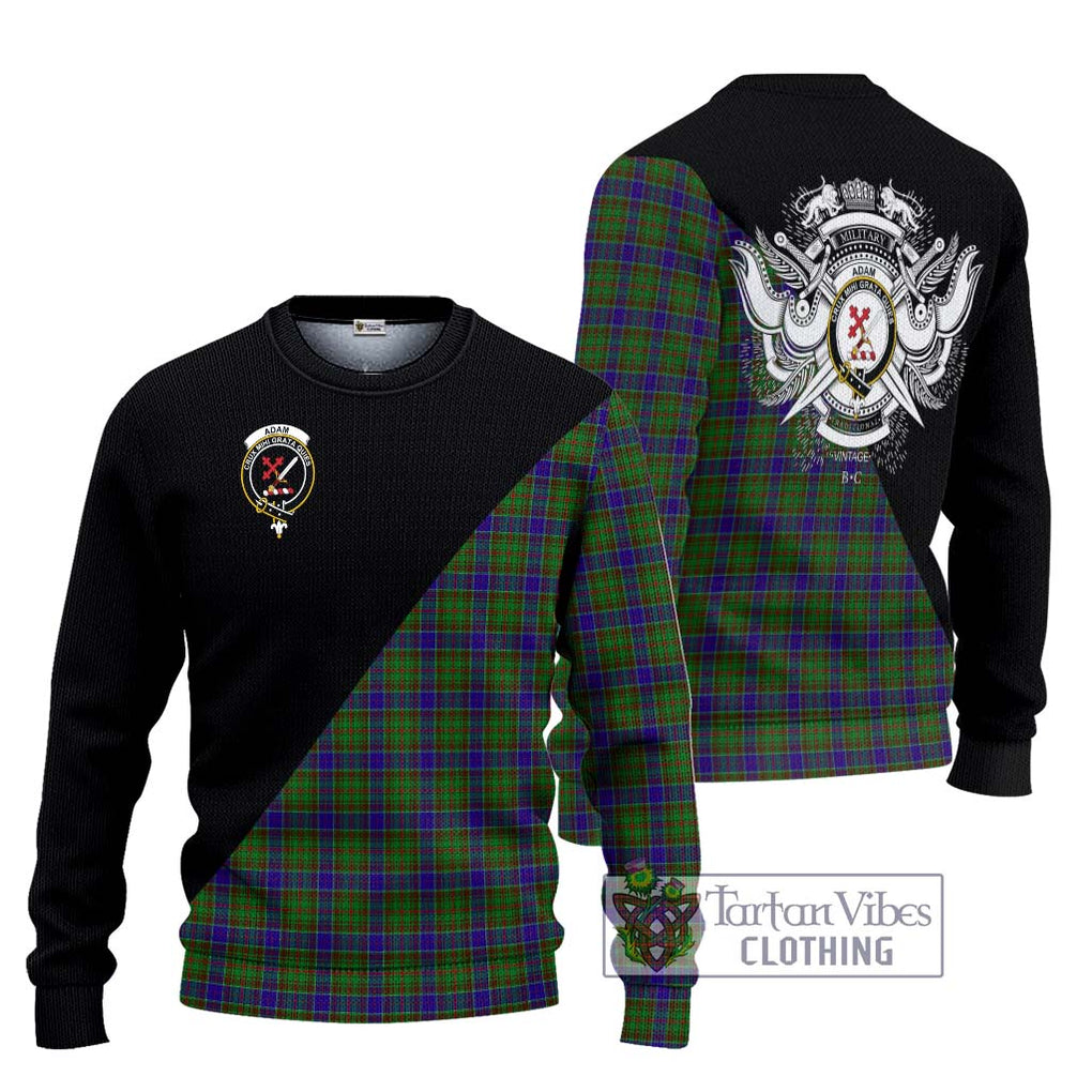Adam Tartan Knitted Sweater with Family Crest and Military Logo Style Unisex - Tartanvibesclothing Shop