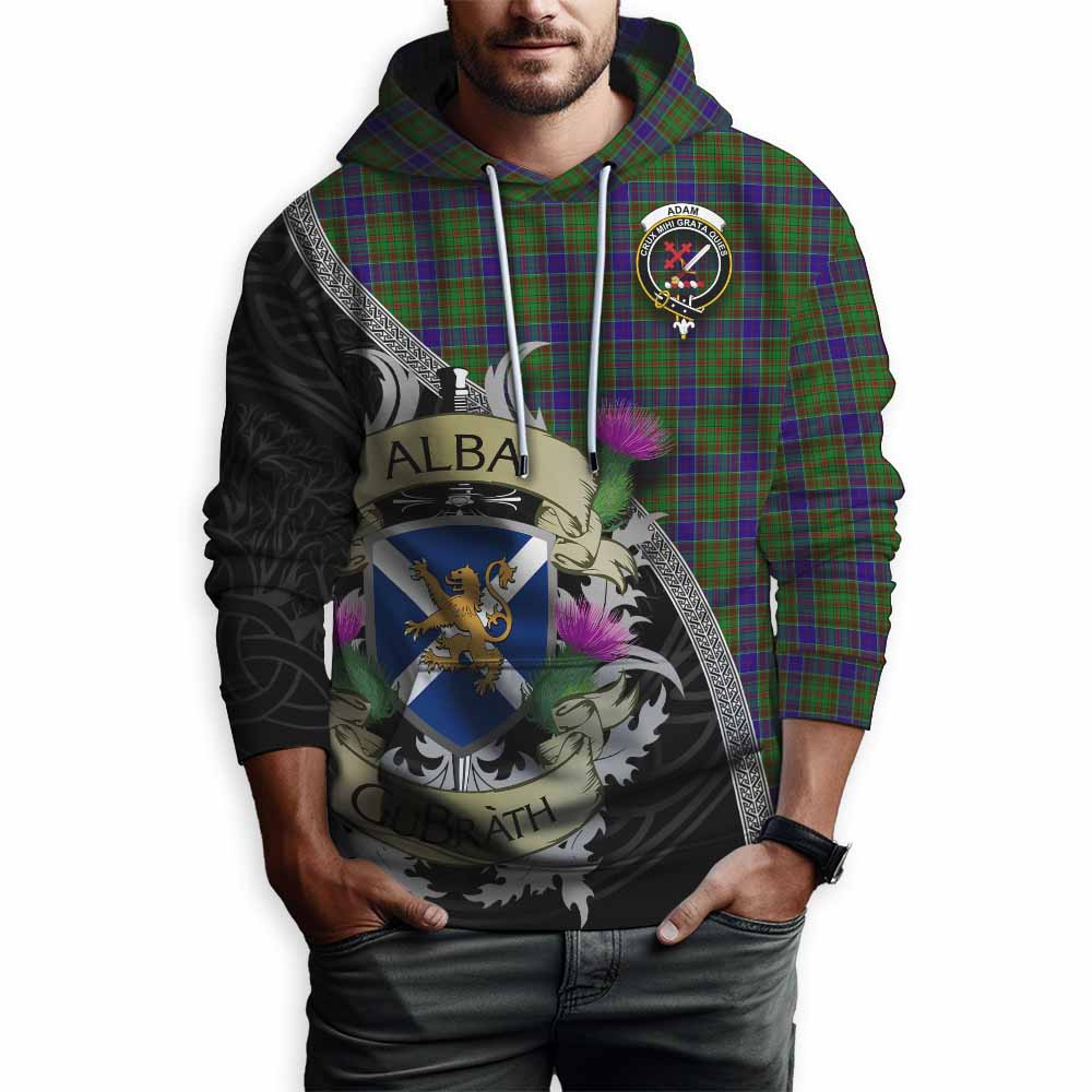 Tartan Vibes Clothing Adam Tartan Family Crest Hoodie Lion Rampant Royal Thistle Shield Celtic Inspired