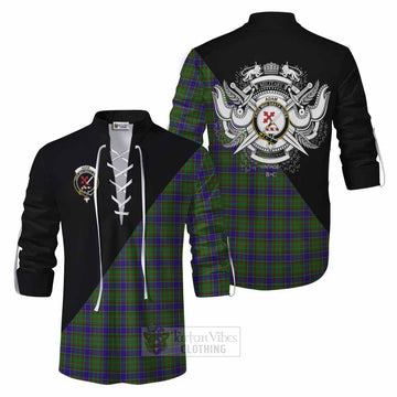 Tartan Vibes Clothing Adam Tartan Ghillie Kilt Shirt with Family Crest and Military Logo Style