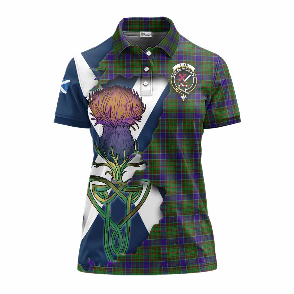 Tartan Vibes Clothing Adam Tartan Family Crest Women's Polo Shirt Scottish Thistle Celtic Inspired
