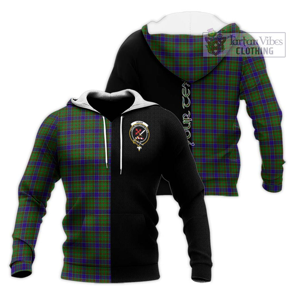 Adam Tartan Knitted Hoodie with Family Crest and Half Of Me Style Unisex Knitted Pullover Hoodie - Tartanvibesclothing Shop