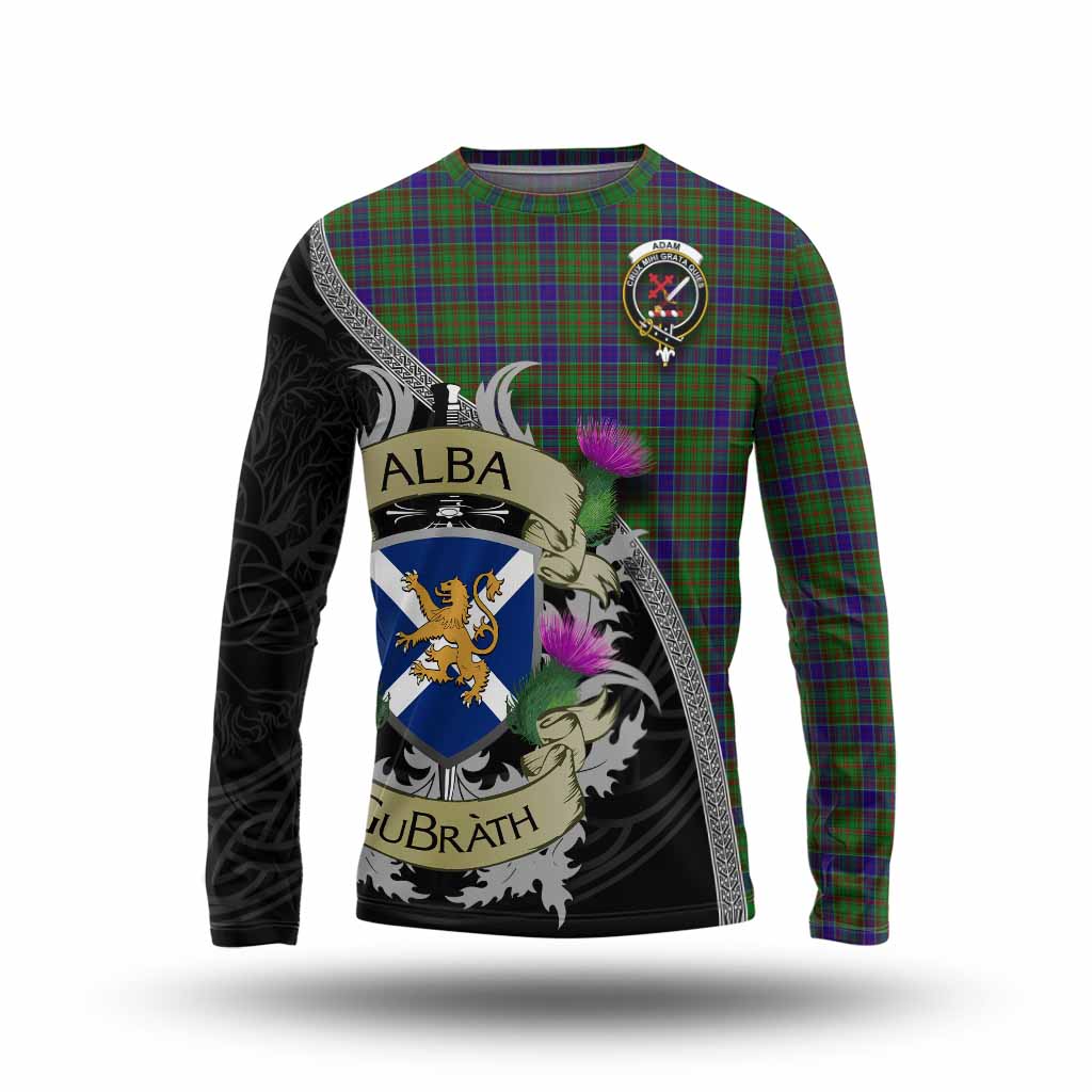 Tartan Vibes Clothing Adam Tartan Family Crest Long Sleeve T-Shirt Lion Rampant Royal Thistle Shield Celtic Inspired