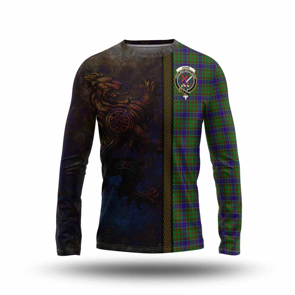 Tartan Vibes Clothing Adam Tartan Family Crest Long Sleeve T-Shirt Alba Gu Brath Be Brave Lion Ancient Style