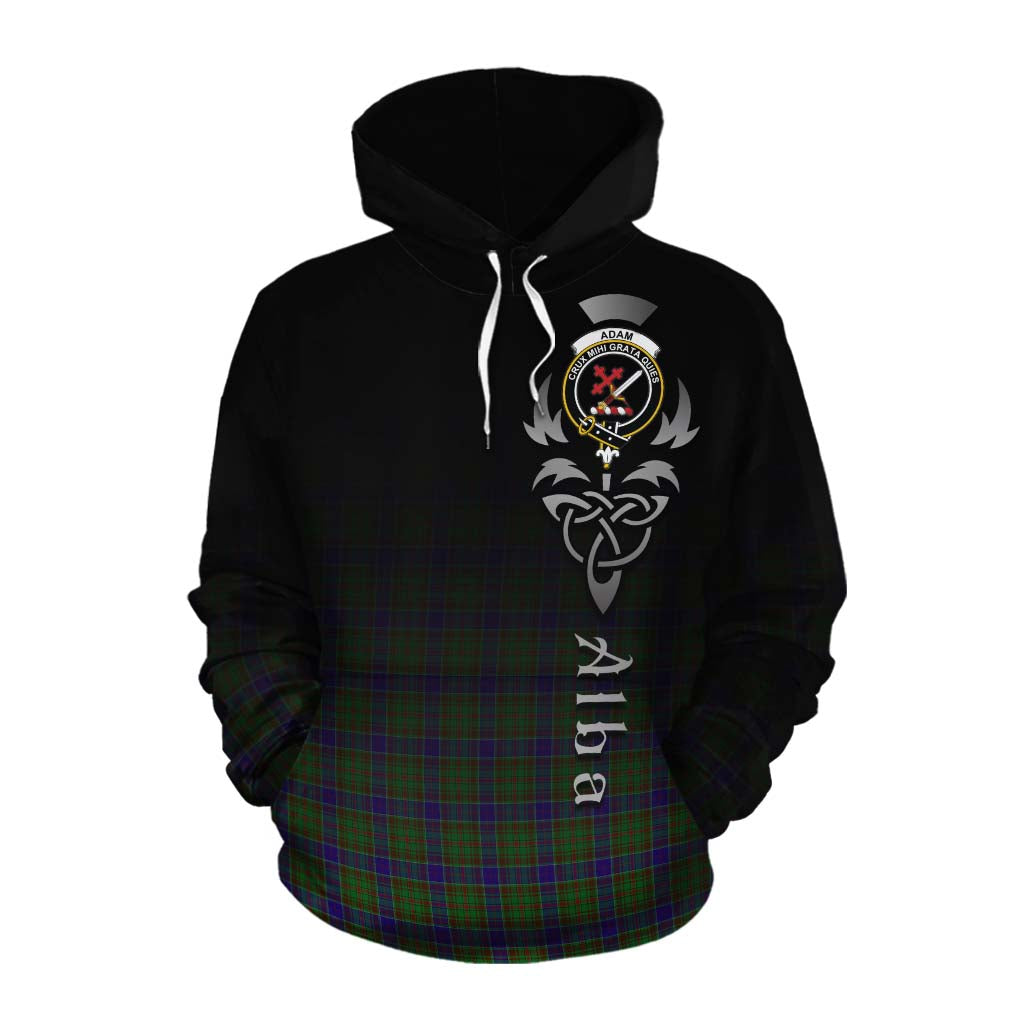 Adam Tartan Cotton Hoodie Featuring Alba Gu Brath Family Crest Celtic Inspired Pullover Hoodie XS - Tartan Vibes Clothing