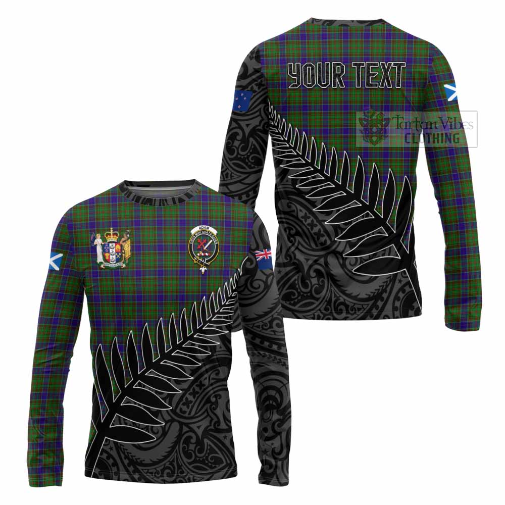 Tartan Vibes Clothing Adam Crest Tartan Long Sleeve T-Shirt with New Zealand Silver Fern Half Style