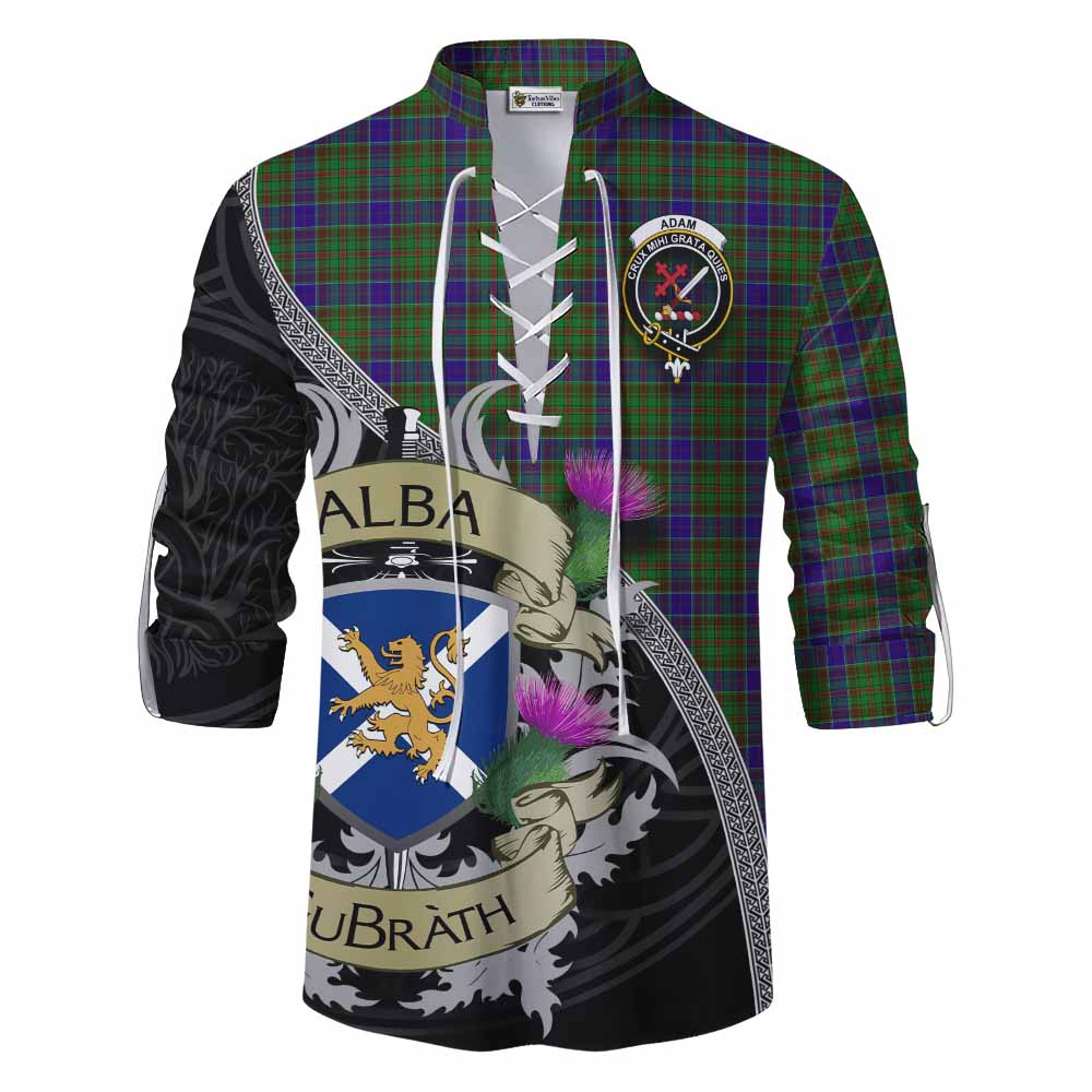 Tartan Vibes Clothing Adam Tartan Family Crest Ghillie Kilt Shirt Lion Rampant Royal Thistle Shield Celtic Inspired