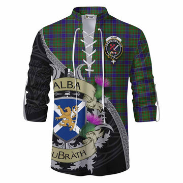 Adam Tartan Family Crest Ghillie Kilt Shirt Lion Rampant Royal Thistle Shield Celtic Inspired