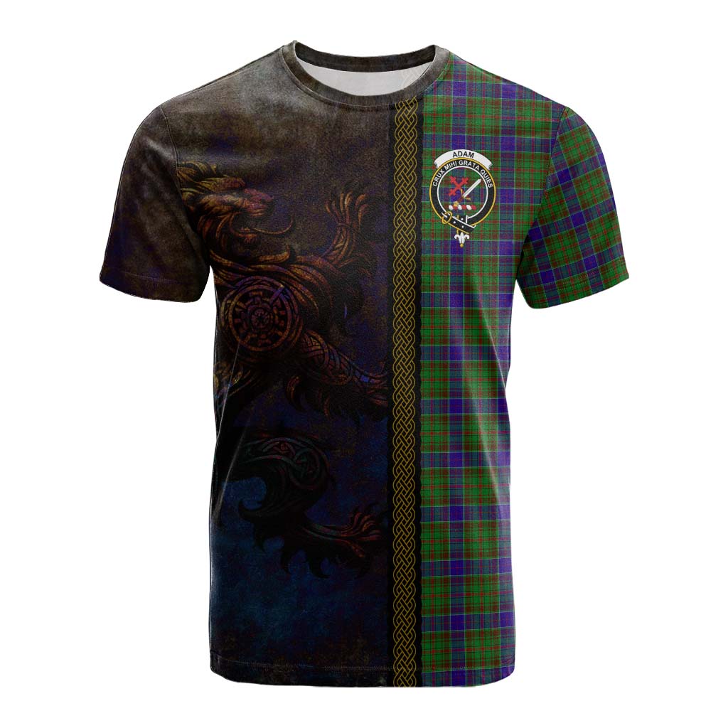Tartan Vibes Clothing Adam Tartan Family Crest Cotton T-shirt Alba Gu Brath Be Brave Lion Ancient Style