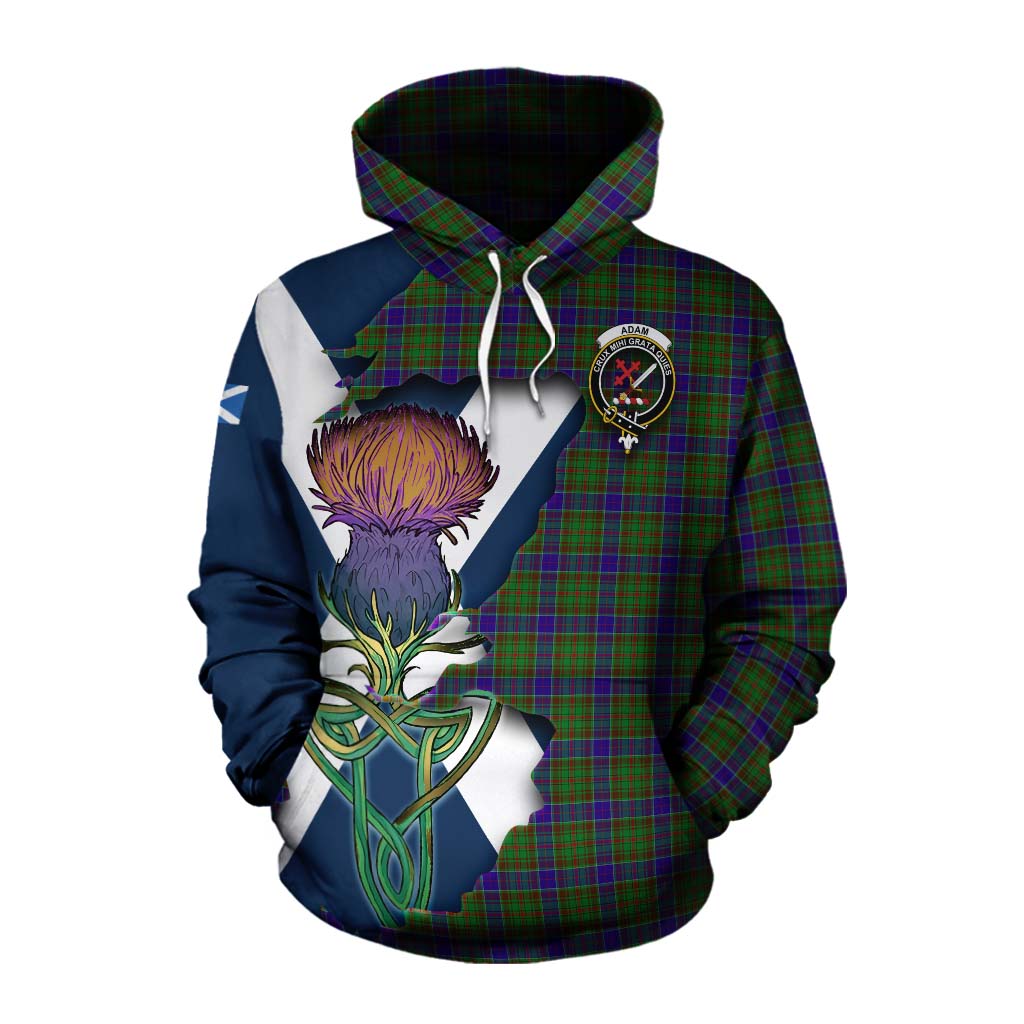 Tartan Vibes Clothing Adam Tartan Family Crest Cotton Hoodie Scottish Thistle Celtic Inspired
