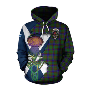 Adam Tartan Family Crest Cotton Hoodie Scottish Thistle Celtic Inspired