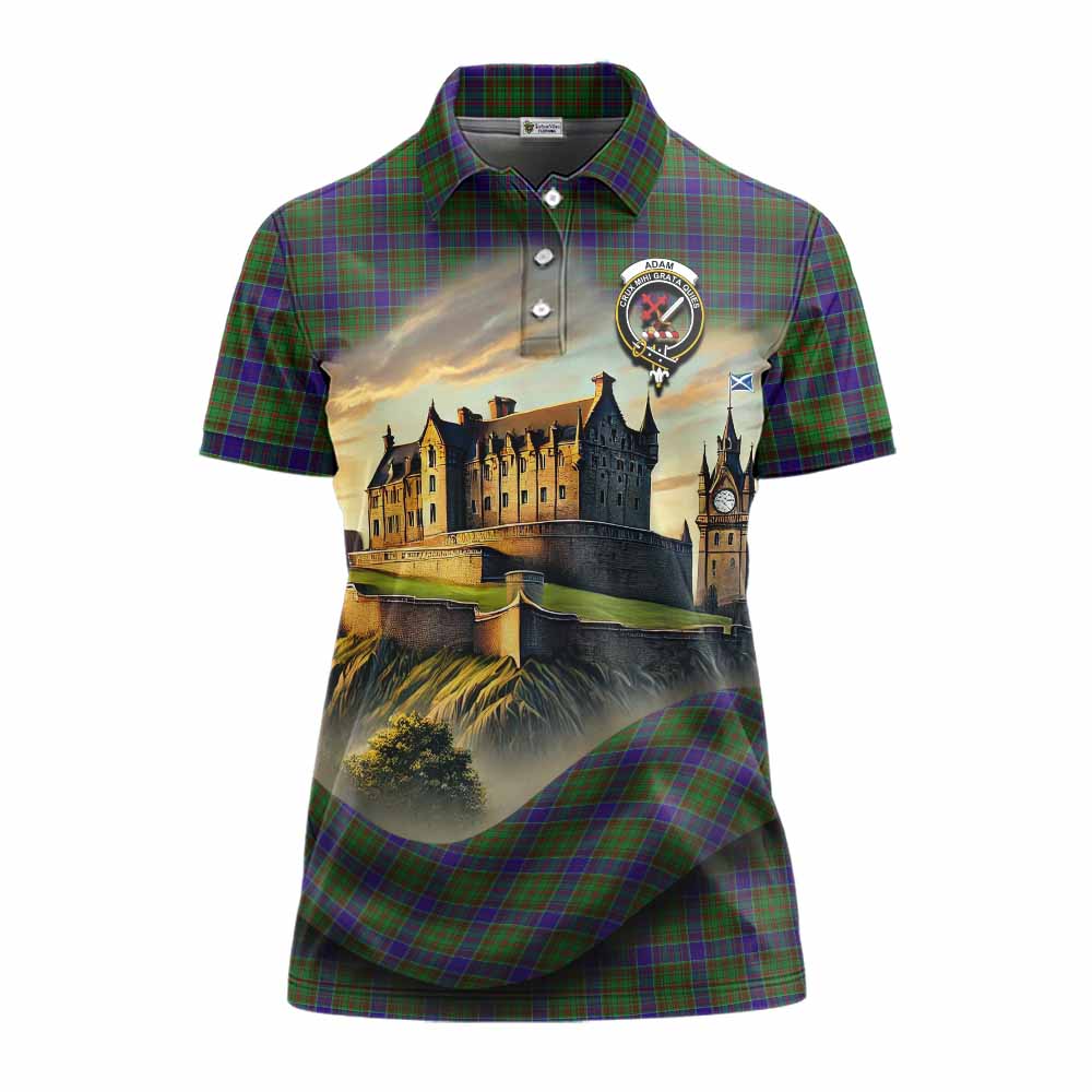 Tartan Vibes Clothing Adam Tartan Family Crest Women's Polo Shirt with Scottish Ancient Castle Stype