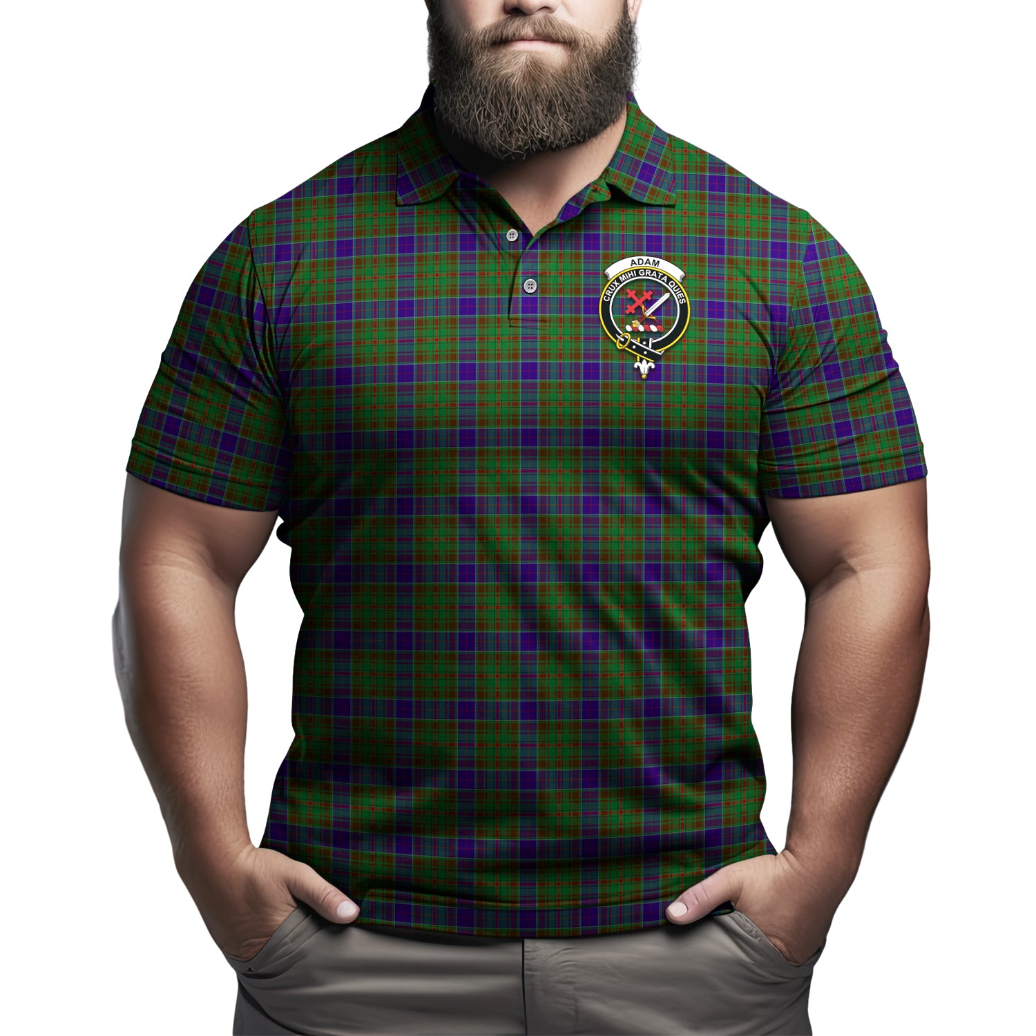 Adam Tartan Men's Polo Shirt with Family Crest - Tartanvibesclothing